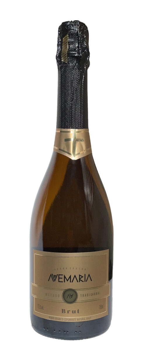 Espumante avemaria, brut branco, 750ml, garrafa marrom.