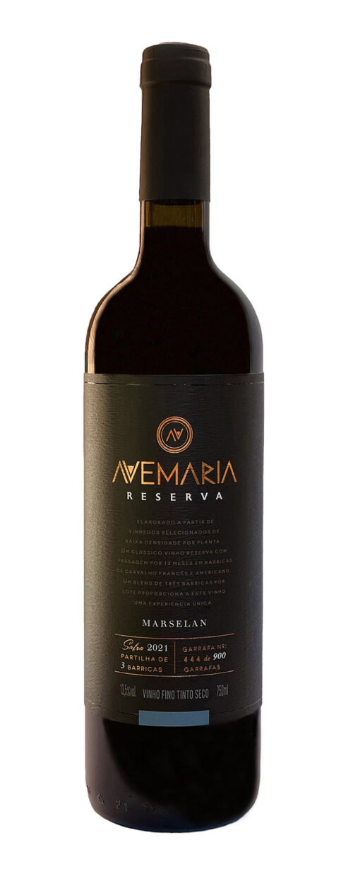 Vinho avemaria reserva merselan, 750ml garrafa preta